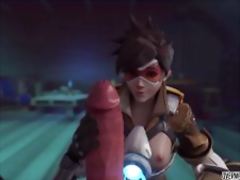 Overwatch Tracer riding huge dick in compilation